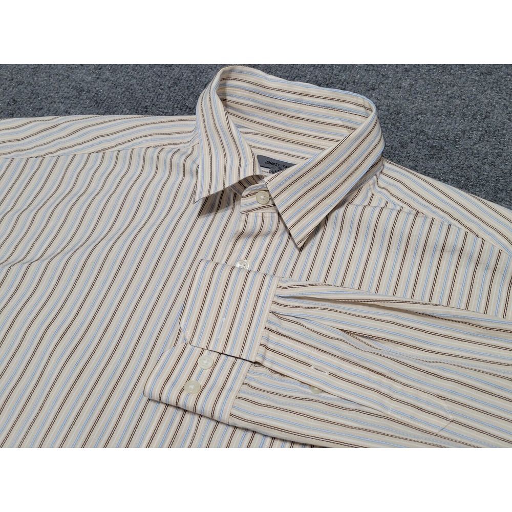 Johnston & Murphy Shirt Men's‎ Large Stitched Stripes 100% Cotton Button Front